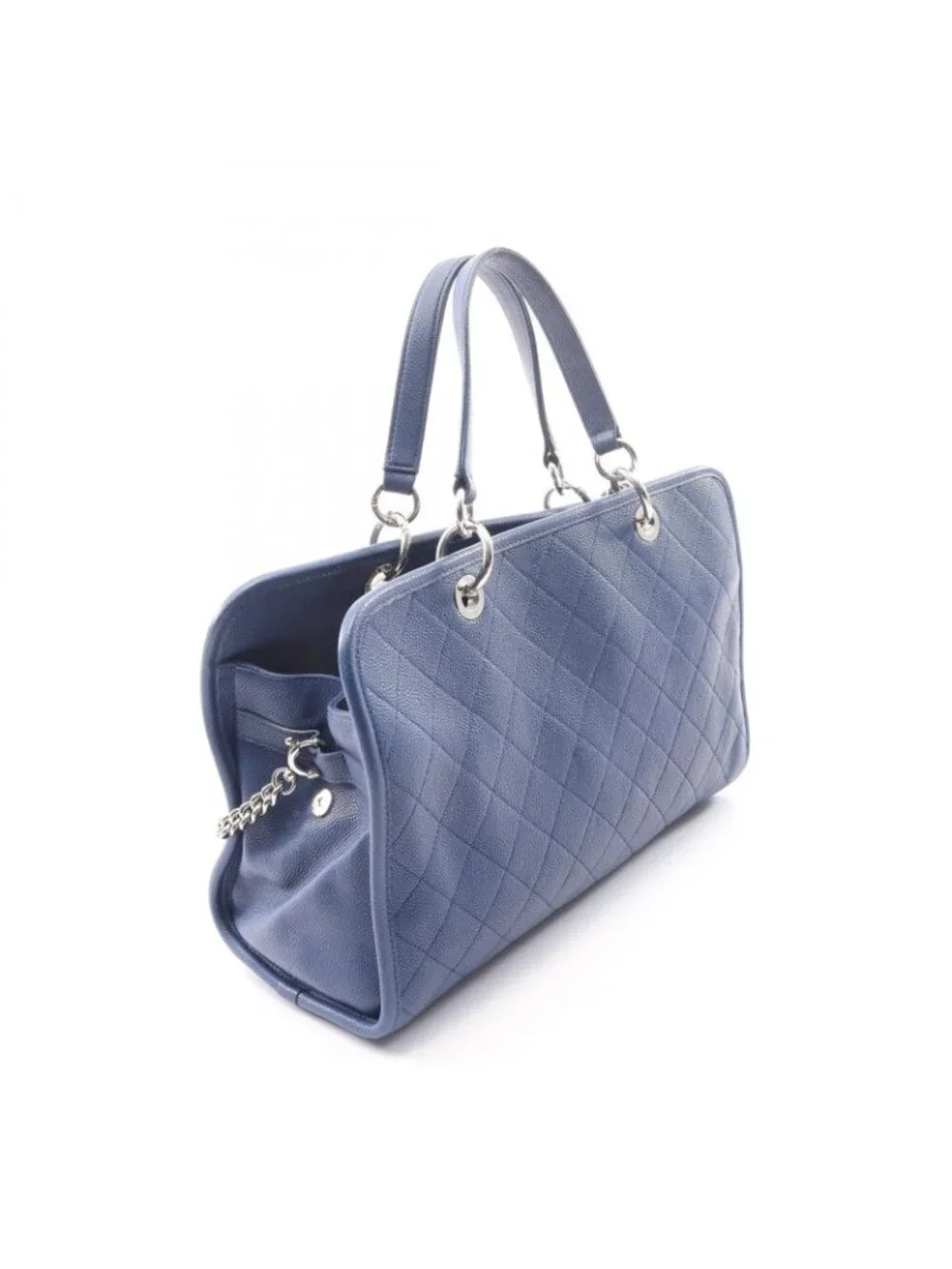 Chanel Tote Bag Quilted 2-Way Blue Caviar Leather